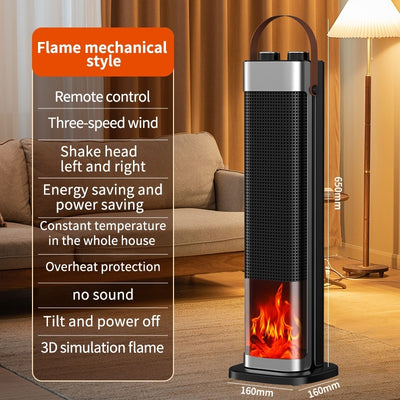 Voice Humidification Warm Air Blower Intelligent Vertical Simulation Flame Electric Heater